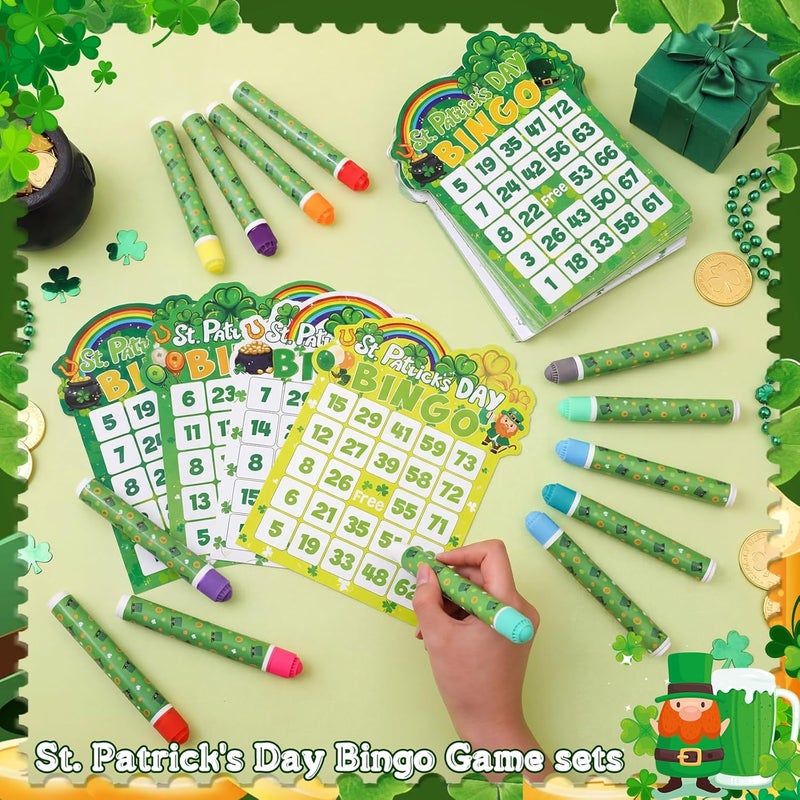 Eersida 192 Pack St. Patrick's Day Bingo Game Cards and 0.4 oz Dot Daubers Set Includes 144 Bingo Cards and 48 Dot Markers Game Supplies Set for Irish Gifts Party Favor Family Casino Night Supplies - Image 4